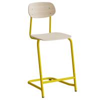 Atlas elevstol fritsving med fodpind hvid egelaminat i gult stel