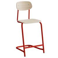 Atlas elevstol fritsving med fodpind hvid egelaminat i r&oslash;dt stel