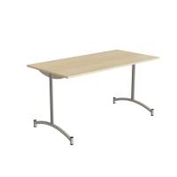 Bord Zeb 140x70cm i birk h&oslash;jtrykslaminat med alugr&aring;t stel, h&oslash;jde 72cm 