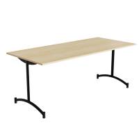 Zeb kantinebord 180x80cm med birk laminat og sort stel, h&oslash;jde 72cm