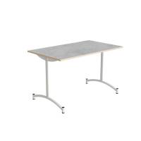 Zeb kantinebord 120x70cm med lys gr&aring; linoleum og hvidt stel, h&oslash;jde 72cm