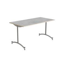 Bord Zeb 140x70cm i lys gr&aring; linoleum med alugr&aring;t stel, h&oslash;jde 72cm 