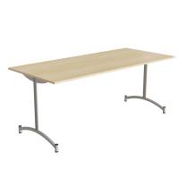 Zeb kantinebord 180x80cm med lydabsorberende birk laminat og alugråt stel, højde 72cm