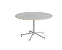 Zam rundt kantinebord &Oslash;120cm lys gr&aring; linoleum p&aring; alugr&aring;t stel