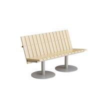 Cirkum sofabænk 2 personers lav i massiv eg med alugråt stel