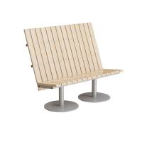 Cirkum sofabænk 2 personers høj i massiv birk med alugråt stel