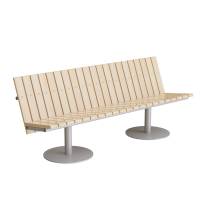 Cirkum sofabænk 3 personers lav i massiv birk med alugråt stel