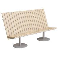 Cirkum sofabænk 3 personers høj i massiv birk med alugråt stel