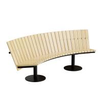 Cirkum sofabænk 60° buet lav ryg i massiv eg med sort stel