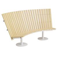 Cirkum sofabænk 60° buet høj ryg i massiv eg med hvidt stel