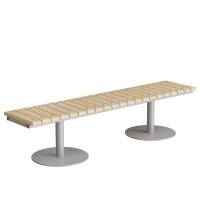 Cirkum bænk 3 personers 190cm i massiv birk med alugråt stel 