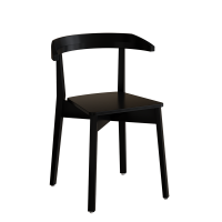 Elin café- eller kantinestol i sortbejdset massiv birk