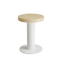 Taburet til gulvmontering 440mm h&oslash;j, massiv birk med hvidt stel