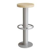 Taburet til gulvmontering 830mm h&oslash;j, massiv birk med alu stel
