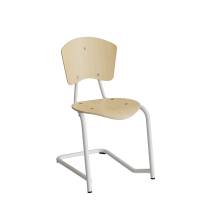 Nian elevstol med s&aelig;de og ryg i birk fin&eacute;r med hvidt stel