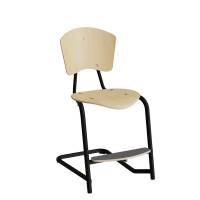 Nian elevstol i birk fin&eacute;r med fodplade og sort stel