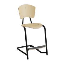 Nian elevstol i birk fin&eacute;r med sort stel og fodplade