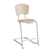 Nian elevstol i birk laminat med hvidt stel og fodst&oslash;tte