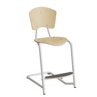 Nian elevstol i birk fin&eacute;r med hvidt stel og fodplade