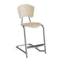 Nian elevstol i birk laminat med alugr&aring;t stel og fodplade