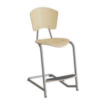 Nian elevstol i birk fin&eacute;r med alugr&aring;t stel og fodplade