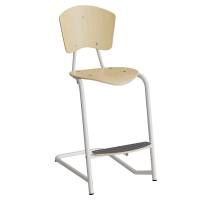 Nian elevstol i birk fin&eacute;r med hvidt stel med fodplade