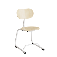 Smile høj elevstol i birk laminat med hvidt stel