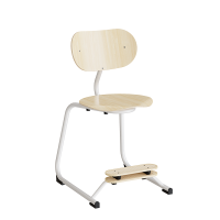 Smile lav elevstol i birk laminat med hvidt stel