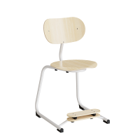 Smile mellem elevstol i birk laminat med hvidt stel