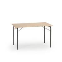 Klapbord 120x70cm i birk h&oslash;jtrykslaminat med sort stel, h&oslash;jde 72cm