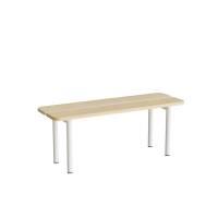 Siddebænk 1100mm med birk laminat og hvidt understel