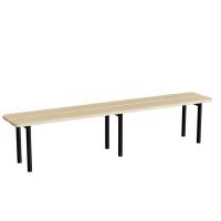 Siddebænk 2000mm med birk laminat og sort understel