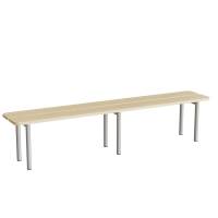 Siddebænk 2000mm med birk laminat og alugråt understel