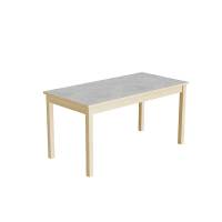 Elevbord 120x60cm i lydd&aelig;mpende lys gr&aring; linoleum med massive birk ben, h&oslash;jde 60cm