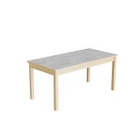 Elevbord 120x60cm i lydd&aelig;mpende lys gr&aring; linoleum med massive birk ben, h&oslash;jde 55cm