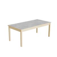 Elevbord 140x70cm i lydd&aelig;mpende lys gr&aring; linoleum med massive birk ben, h&oslash;jde 55cm