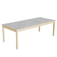 Elevbord 180x80cm i lydd&aelig;mpende lys gr&aring; linoleum med massive birk ben, h&oslash;jde 60cm