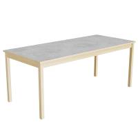 Elevbord 180x80cm i lydd&aelig;mpende lys gr&aring; linoleum med massive birk ben, h&oslash;jde 72cm 