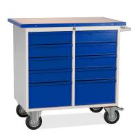 GBP Værkstedsvogn med 10 skuffer og hjul 960x1090x600mm