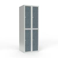 Skoleskab 60x55x175cm, 4 rum, lige tag, sorte døre, hængelåse