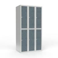 Skoleskab 90x55x175cm, 6 rum, lige tag, sorte døre, hængelåse