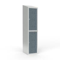 Skoleskab 40x55x190cm, 2 rum, skr&aring;t tag, sorte d&oslash;re, h&aelig;ngel&aring;se