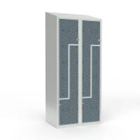 Skoleskab 80x55x190cm, 4 rum, skråt tag, sorte Z-døre, hængelåse