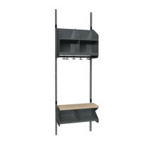 BST garderobe startsektion model C med 2 pladser 600mm m&oslash;rk gr&aring;