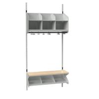 BST garderobe startsektion model C med 3 pladser 900mm lys grå