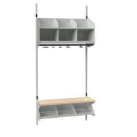 BST garderobe startsektion model C med 3 pladser 900mm lys gr&aring;