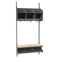 BST garderobe startsektion model C med 3 pladser 900mm m&oslash;rk gr&aring;