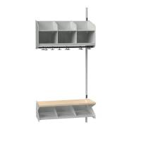 BST garderobe p&aring;bygningssektion model C 3 pladser 900mm lys gr&aring;