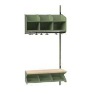 BST garderobe p&aring;bygningssektion model C 3 pladser 900mm gr&oslash;n