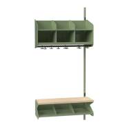 BST garderobe p&aring;bygningssektion model C 3 pladser 900mm gr&oslash;n